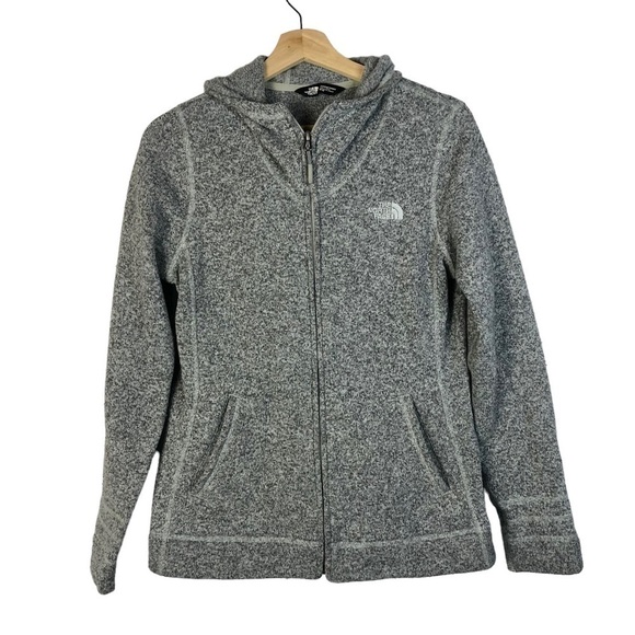 The North Face Heather Gray Sweater Knit Fleece Full Zip Jacket M - Picture 1 of 5